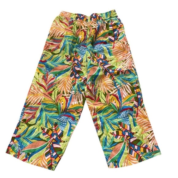 C&C California Linen Floral Beachy Wide Leg Pants size Large - Picture 1 of 4